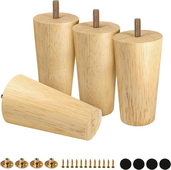 Möbelbeine, 4-teiliges Set, 10 Cm, Rund, Gerade, Konisch Zulaufende Holzbeine, Sofabein-stützzubehör, Ersatzteile Für Schränke Und Sofas