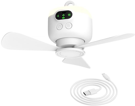 Tragbarer Campingventilator, 8000 Mah Akku, Wiederaufladbar, Mit Licht Und Haken, Timer, Automatischer Abschaltfunktion, Abnehmbaren Flügeln, Für Zelte, Wohnmobile, Pavillons, Strände