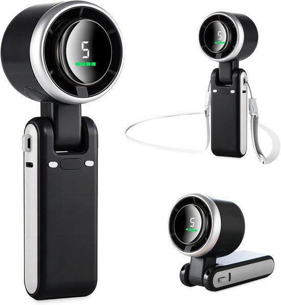 Mini-ventilator, 12 Stunden Akkulaufzeit, 5 Geschwindigkeitsstufen, 3600 Mah, Sternengrau