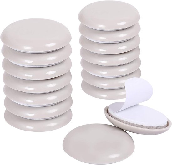 Set Mit 16 Selbstklebenden Möbelgleitern Für Stuhlbeine (für Teppichböden) – 50 Mm Runde, Selbstklebende Möbelgleiter – Gleiter Für Stühle Und Möbel Auf