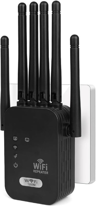 Leistungsstarker Wlan-repeater, Wlan-verlängerungsgerät Mit 6 Antennen, 2 Lan-anschlüssen, 1200 Mbit/s, 250 M² Reichweite, Repeater/router/access Point Für Zuhause Und Büro (schwarz)
