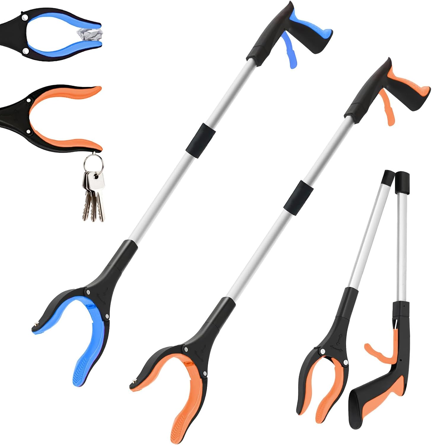 2er-pack Faltbarer Aufnehmclip Mit 360° Drehbaren Krallen Und Magnetischer Spitze, Leichter Aufnehmclip (orange/blau)
