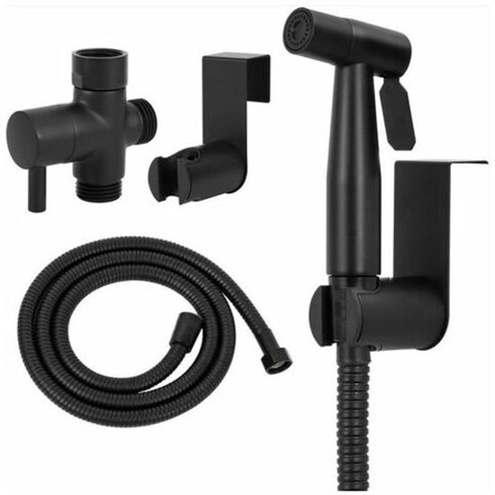 Tragbares Handbidet-sprühset Mit 1/2-zoll-auslauf, 1,5 Meter Langem Brauseschlauch, Edelstahl, Schwarz, Für Die Haustierpflege Und Persönliche Hygiene