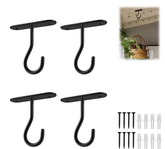 Schwarze 4-teilige Wand-pflanzenhaken Mit Schrauben, 7,05 X 6,2 Cm