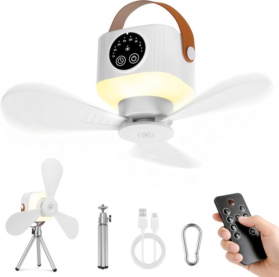Deckenventilator Mit Beleuchtung/7200-mah-akku, Geeignet Für Den Innen- Und Außenbereich, Leiser, Wiederaufladbarer Tragbarer Ventilator (35 Db), 3-in-1: Campingventilator, Tischventilator