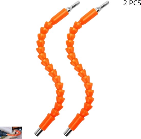 2-teiliger Orangefarbener Schraubendreher Mit Softgriff Und 360° Drehbarer Bohrerverlängerung Mit Universalbohrfutter, 29,5 Cm