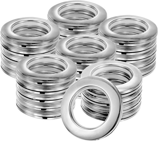 Duschvorhangringe, 50er-pack, Canvas-ringe, 42 Mm Innendurchmesser, Geräuscharm, Silber, 7 Cm, Rund, Für Stoffe, Duschvorhänge