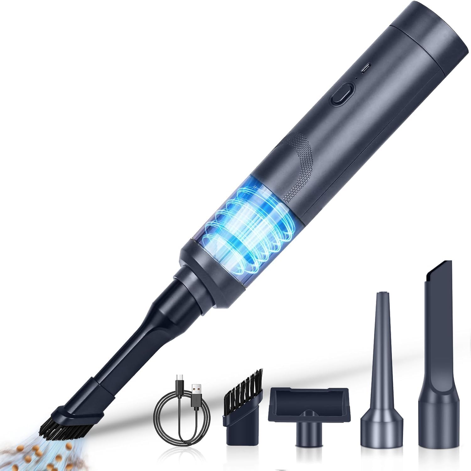 4-in-1 Mini-akku-autostaubsauger & Gebläse (schwarz)