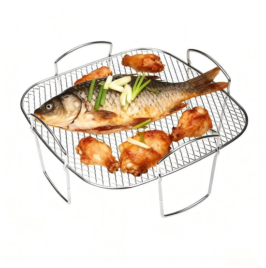 20,5 X 20,5 X 9 Cm – Grillständer – Klappbarer Grillrost – Grillmatte Aus Drahtgeflecht – Grillrost Für Den Außenbereich – Zum Backen, Abtropfen Und Dämpfen Im Backofen