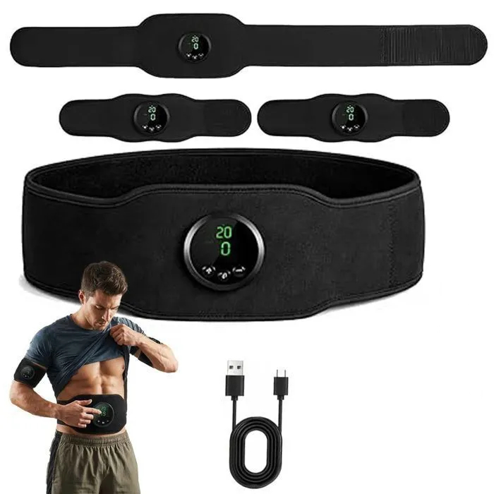 Ems-bauchmuskelstimulationsgürtel – Unisex, Wiederaufladbarer Muskelstimulator Für Zu Hause