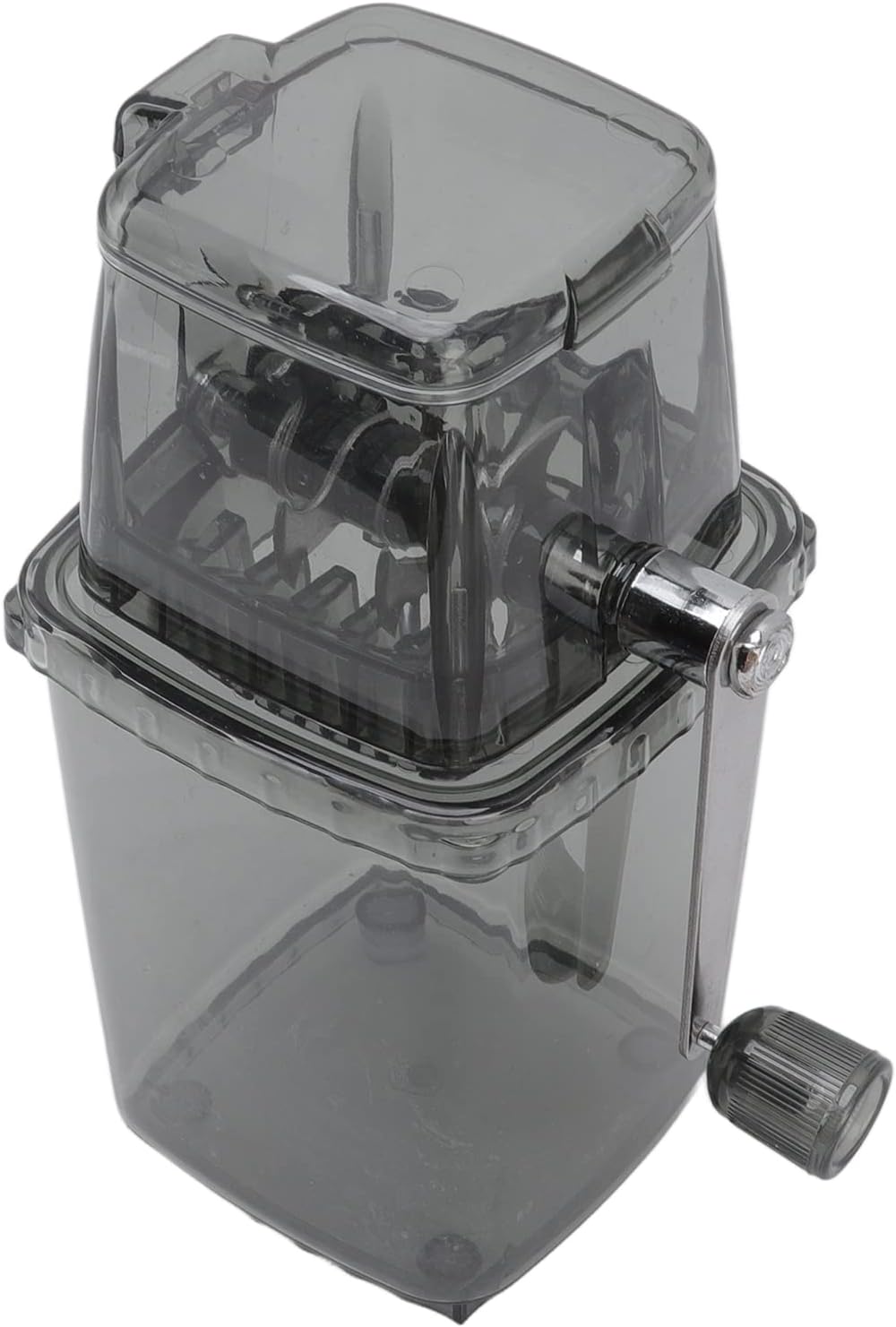 Handbetriebener Eiscrusher, Tragbar, Transparent, Edelstahl, Zerkleinert Getränkeeis Schnell, Grau