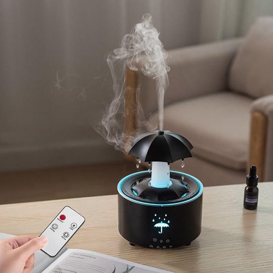 Schwarzer 350-ml-bluetooth-aroma-diffusor – 4 Natürliche Klangeffekte, Flammeneffekt, Luftbefeuchter