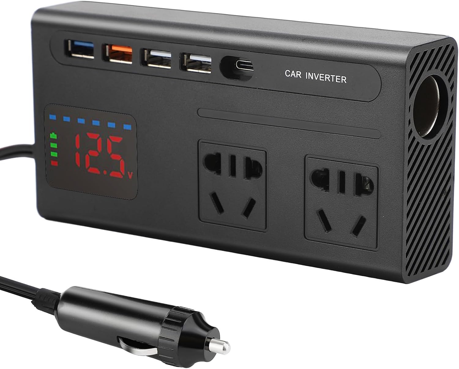 12v Auf 220v Kfz-wechselrichter, 150w Kfz-netzteil Mit Großem Digitaldisplay, Usb-schnellladefunktion, Mehrfache Schutzfunktionen