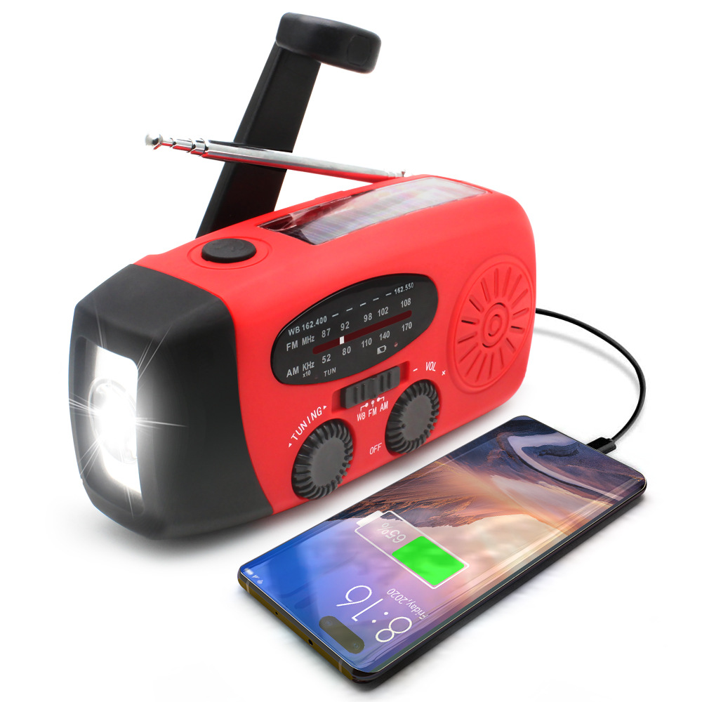 Notfallradio Mit Handkurbel Und Led-taschenlampe Für Notfälle, Am/fm-noaa-wetterradio Mit 2000-mah-powerbank Und Handy-ladegerät