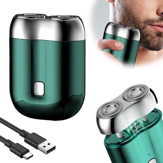 Barttrimmer – Herren-barttrimmer – Neuer, Verbesserter Mini-rasierer, Usb-mini-rasierer Für Herren, Abwaschbarer Doppelkopf, Pflanzlich – 7 X 5,3 X 2,3 Cm