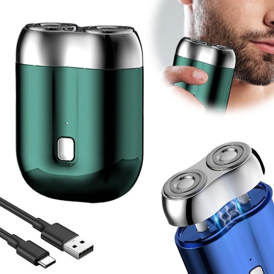 Herren-barttrimmer – Verbesserter Mini-rasierer – Usb-mini-rasierer – Abwaschbarer Doppelkopfrasierer – Pflanzenfaser – 7 X 5,3 X 2,3 Cm
