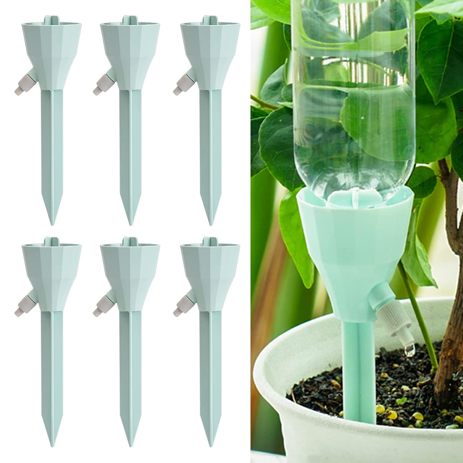 6 Selbstbewässernde Stäbe – Verstellbar – Langsame Tropfbewässerung – Automatisch – Ideal Für Den Urlaub – Wassertröpfchen – Pflanzen – 6er-set – Ø 5 Cm – Tropfsystem – 5 Cm