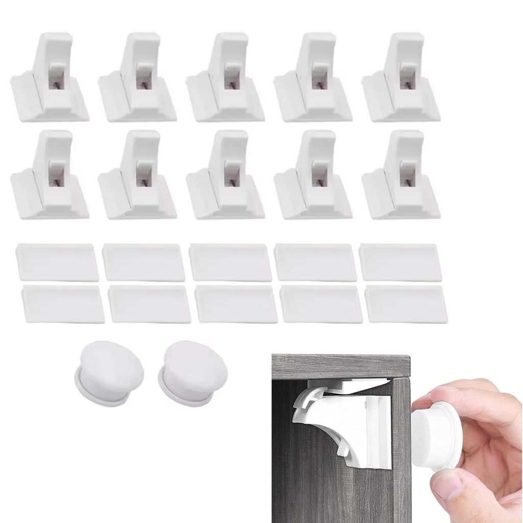 Magnetisches Schrankschloss, Kindersicheres Schrankschloss, 10 Schließzylinder + 2 Schlüssel, Kindersicheres Schubladenschloss, Das Ohne Bohren Montiert Werden Kann.