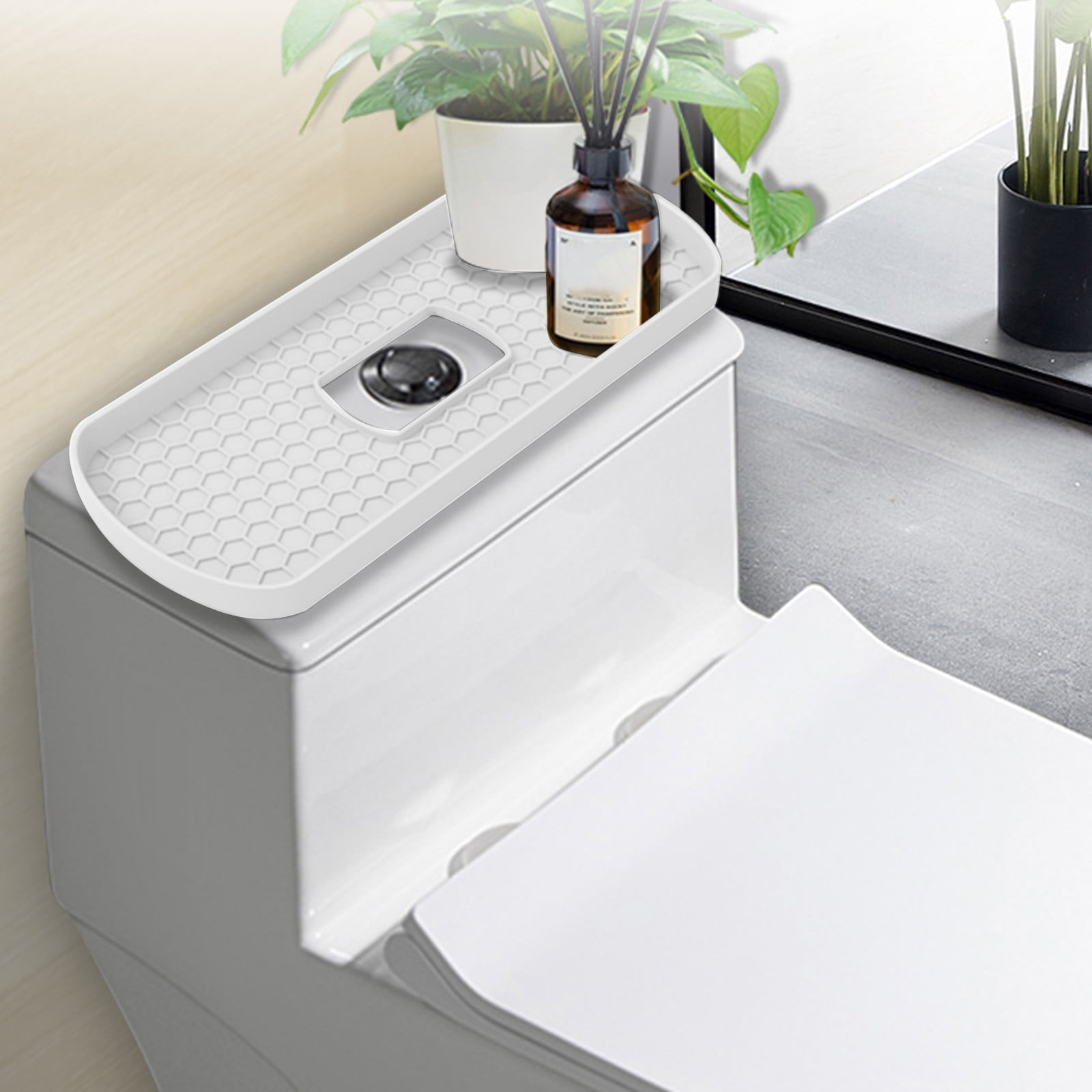 Ablageschale Für Die Toilette, Multifunktionaler Wasserhahnhalter, Weiße Abtropfschale, Großes Fassungsvermögen, Rutschfester, Erhöhter Rand, Leicht Zu Reinigen.