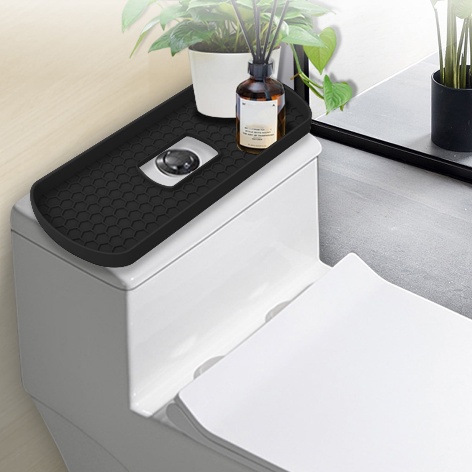 Ablageschale Für Die Toilette, Multifunktionaler Wasserhahnhalter, Schwarze Abtropfschale, Großes Fassungsvermögen, Rutschfester, Erhöhter Rand, Leicht Zu Reinigen.