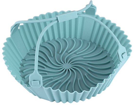 Silikon-backform Für Heißluftfritteusen, 20 X 4,5 Cm, Hitzebeständige Auskleidung Mit Griff Für Fleisch, Gemüse Und Desserts – Blau