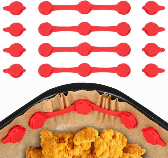 Magnetstreifen Für Airfryer – 4 Sets À 12 Stück – Magnete Für Backpapier Im Airfryer – Magnetclips Aus Silikon – Hitzebeständig – Papierhalter Für Airfryer – Verhindert