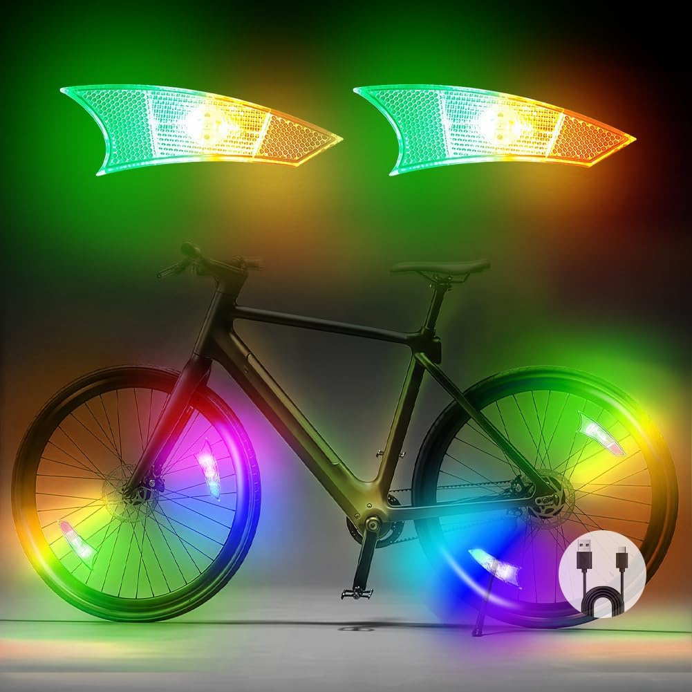 2er-pack Fahrrad-radlichter, Led-nabenlichter Für Fahrräder, Wasserdichte Led-leuchten, Wasserdichte Neon-reifenspeichenlichter, Farbige Fahrradspeichenlichter