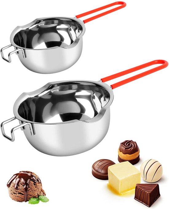 Zweiteiliges Schmelztopf-set (400 Ml + 600 Ml) – Universeller Schmelztopf Aus Edelstahl 304 Zum Erhitzen Von Milch, Butter Oder Schokolade.