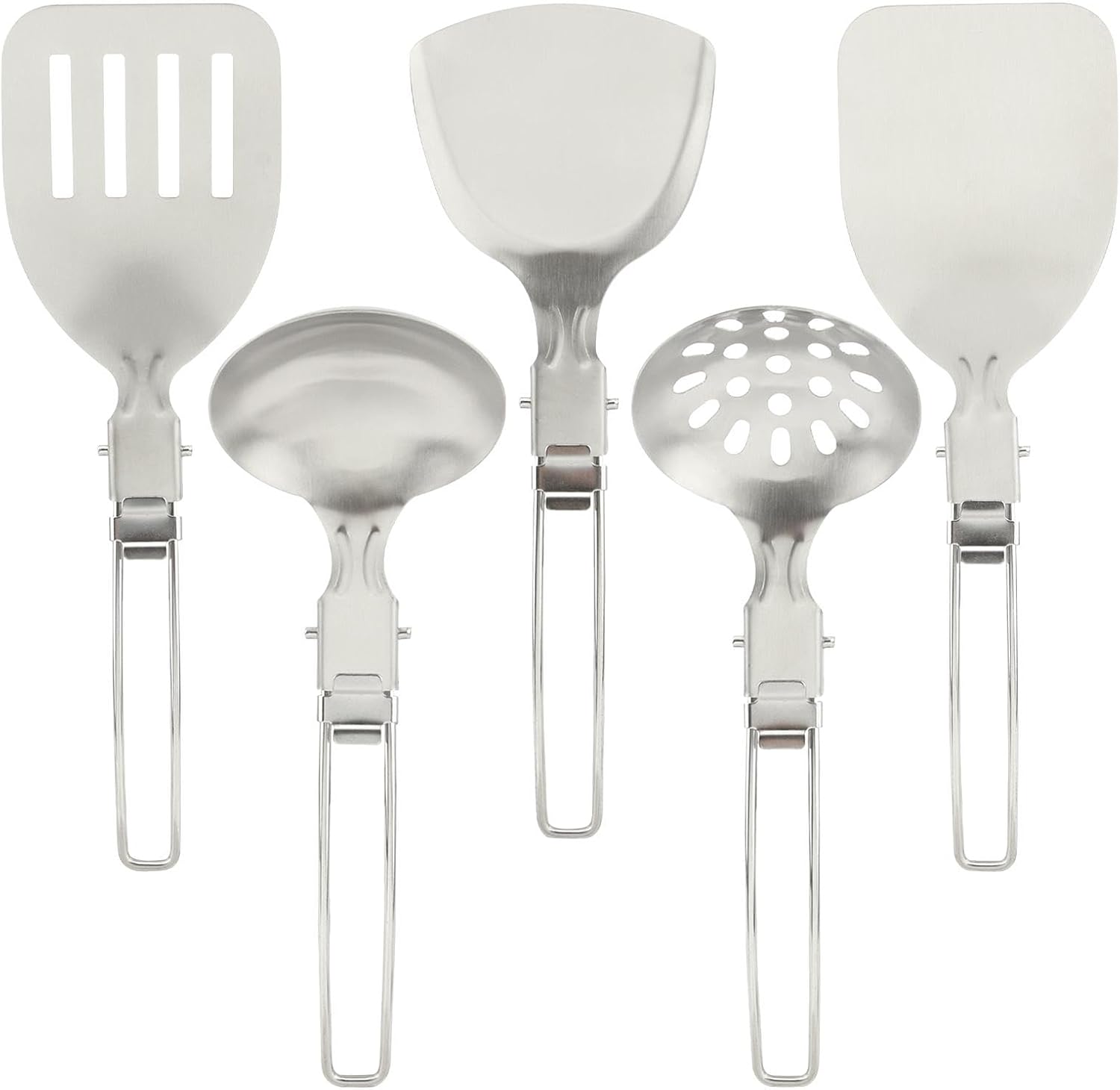 5-teiliges, Faltbares Campingküchen-set Aus Edelstahl – Tragbar, Leicht Und Platzsparend Für Outdoor-küche, Camping Und Picknicks