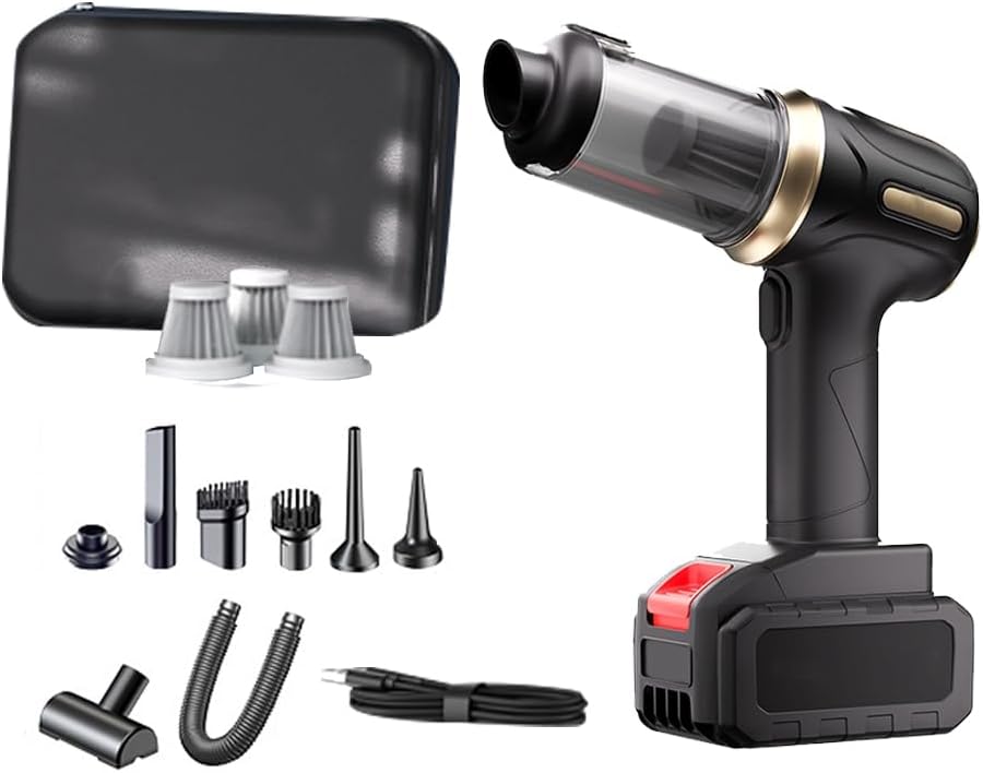 Autostaubsauger, Kabelloser 4-in-1-handstaubsauger Mit 28.000 Pa Saugkraft Und Blasfunktion, Kabellos Wiederaufladbar