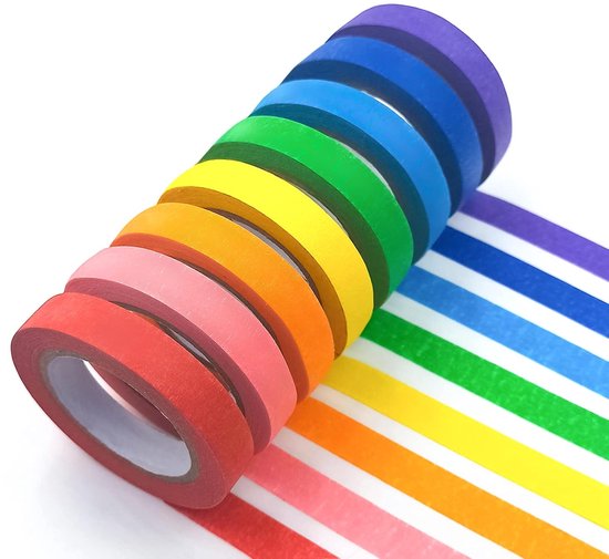 24 Rollen Kreppband, 1,5 Cm X 20 M, Buntes Kreppband, Farbiges Klebeband, Klebeband, Malerkrepp, Buntes Bastelklebeband, Künstlerklebeband