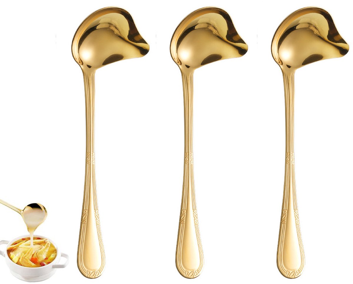 3-teiliges Saucenlöffel-set, Saucenkelle, Edelstahl-saucenkelle Mit Langem Griff, Küchenutensil, Silberfarben, Edelstahl, 20 Cm