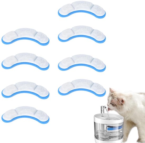 8-teiliger Trinkbrunnenfilter – Aktivkohle Aus Kokosnussschalen, Sicher Und Gesund – Für Trinkbrunnen Wf05 Und Wf060 – Blau – Baumwolle