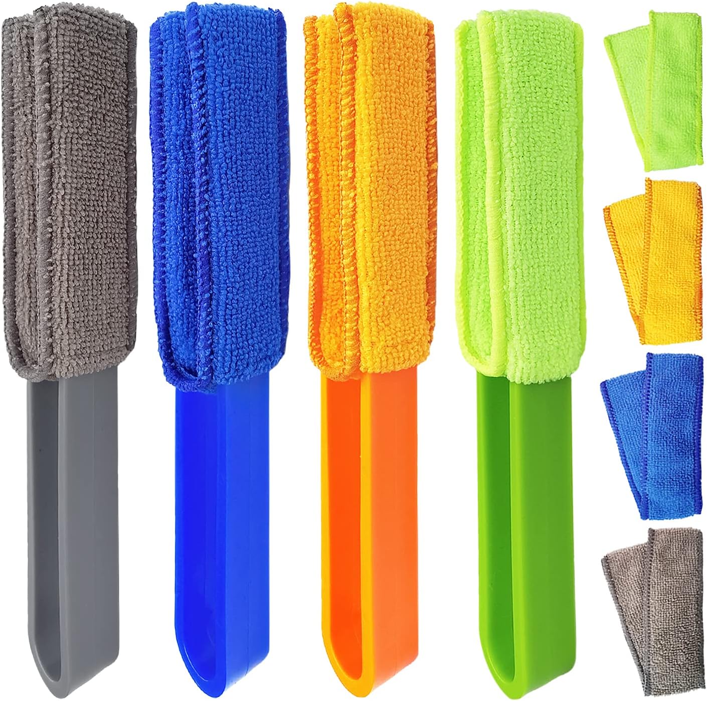 4er-pack Mikrofaser-staubwedel, Abnehmbare Und Waschbare Stoffbezüge, Zur Reinigung Von Jalousien, Lüftungsschlitzen, Ventilatoren Und Autolüftungsschlitzen
