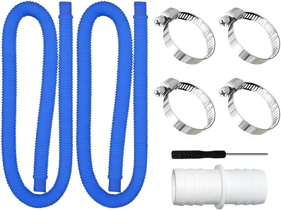 32-mm-poolschlauch, Zwei 150 Cm Lange Poolpumpenschläuche Mit Einem Schlauchverbinder Und Vier Sicherheitsclips, Geeignet Für Filterpumpen Und Schwimmbecken – Blau