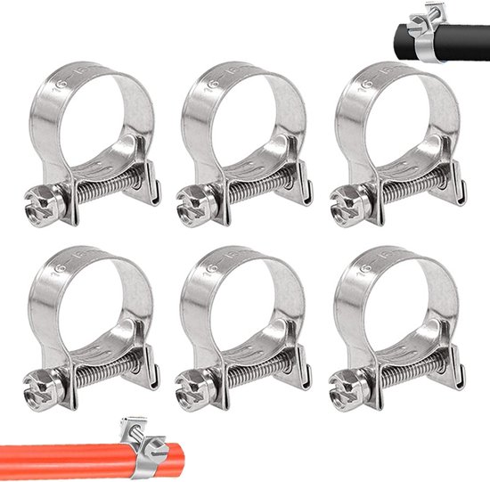 6er-packung 16-18 Mm Verstellbare Kraftstoffleitungs- Und Schlauchschellen Aus Edelstahl