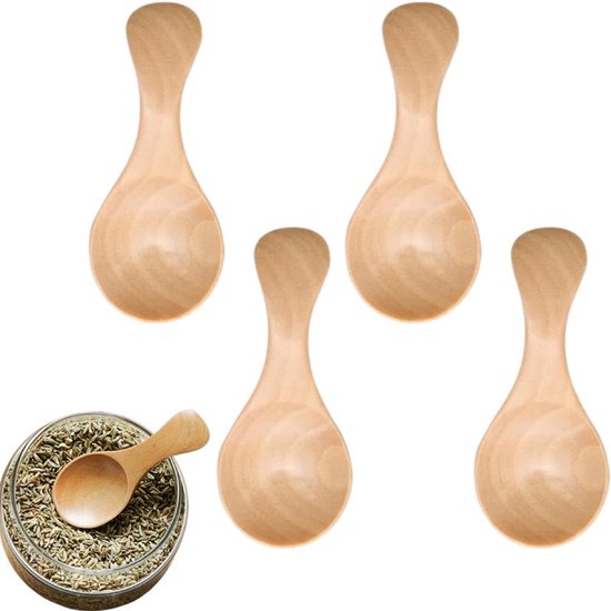 Mini-holzlöffel-set (8 X 3,5 Cm), Rühr-/honig-/dessert-/tee-/eislöffel, Holzfarbe
