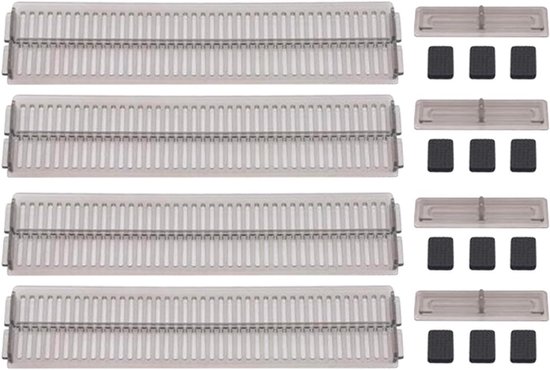 Schubladeneinteiler, 4-teiliges Set, Verstellbar Und Ausziehbar Von 27,5 Bis 51 Cm, Für Kleidung, Küche, Bad Und Kleiderschrank, Transparent-schwarz, Kunststoff