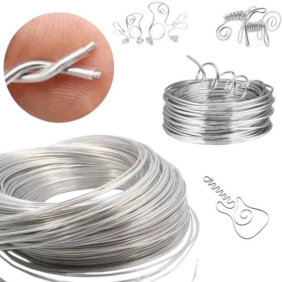 Aluminium-basteldraht (180 M) – 3 Mm Gesamtdurchmesser/1,2 Mm Kerndurchmesser – Flexibel Für Schmuck-, Skulpturen- Und Modellbau – Silber