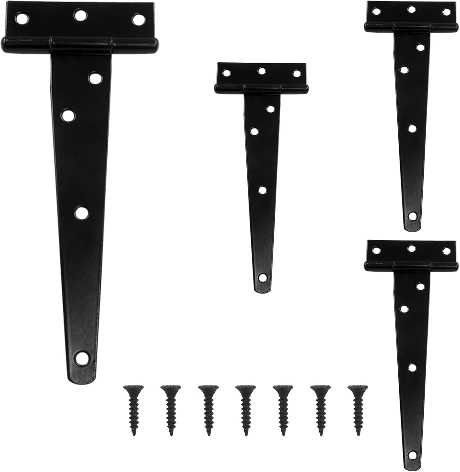 4er-pack Schwarze 20 Cm T-förmige Türscharniere Aus Eisen, Robuste Außenscharniere Für Tore, Gartenhäuser Und Schränke