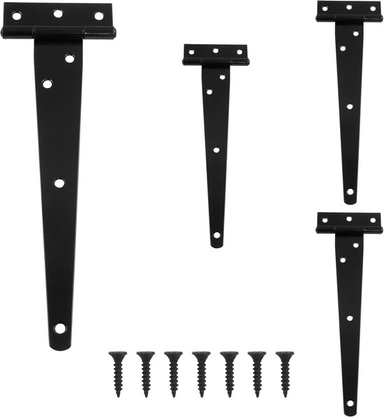 4 Stück 20 Cm T-scharniere, Türbeschläge Für Schwere Türen, Tore, Gartenhäuser, Schränke, Eisen - Schwarz