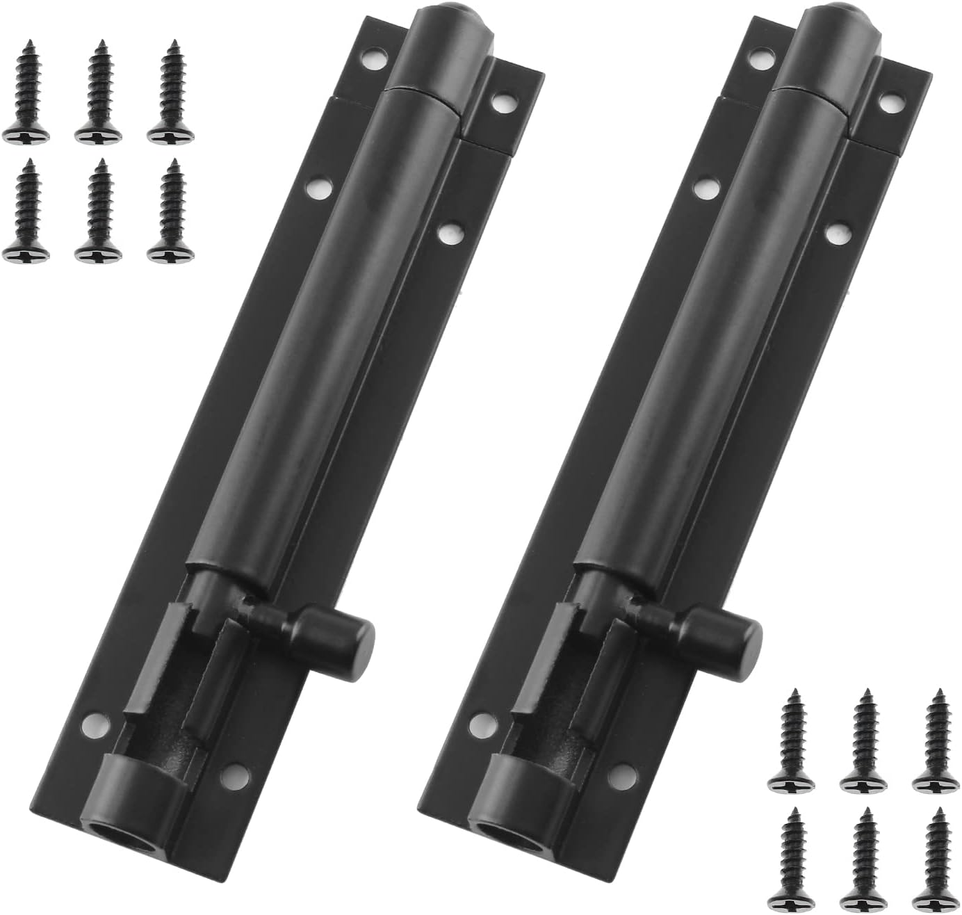 2er-pack Schieberiegelschlösser Aus Schwarzer Aluminiumlegierung, 4-zoll-mini-zylinderriegelschlösser
