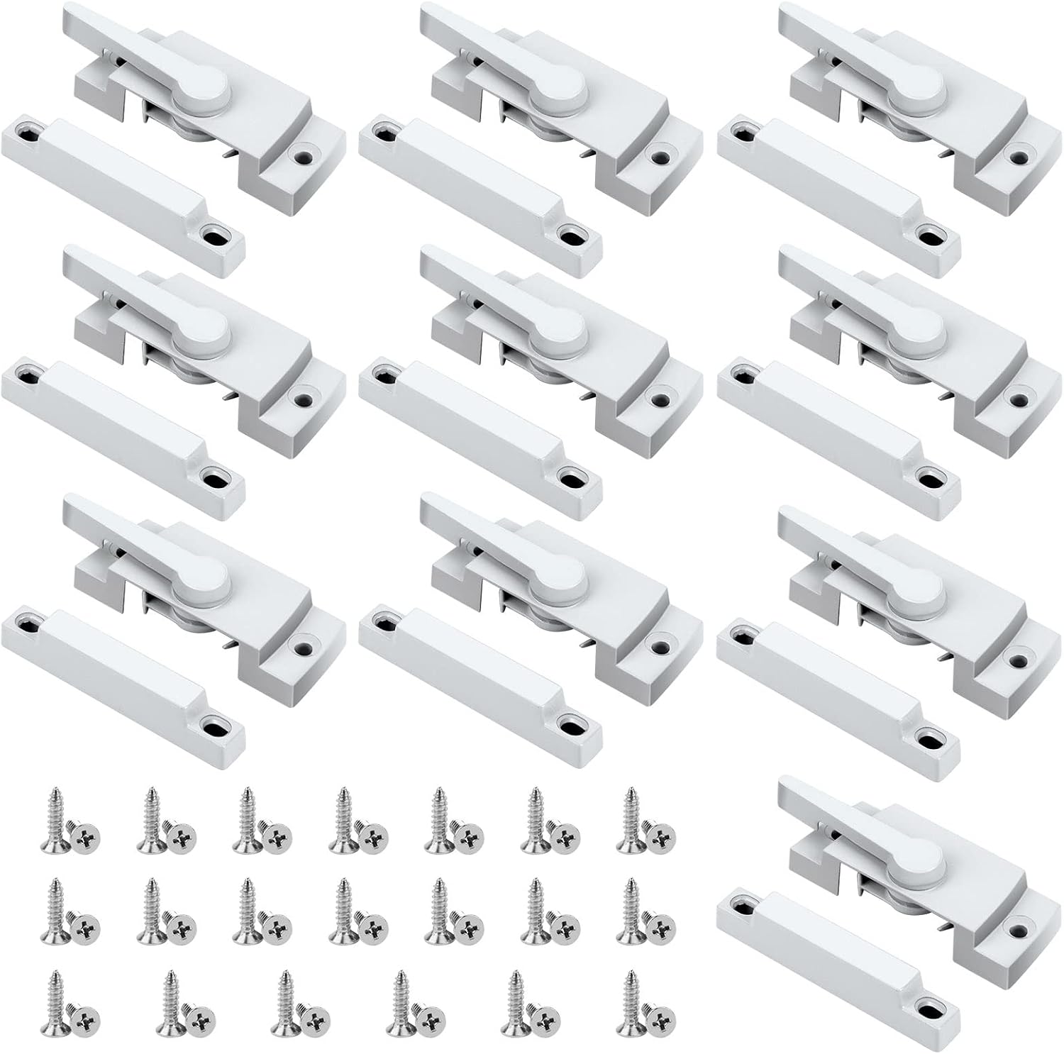 Fensterflügelverriegelungen, 10er-packung Weiße Nockenriegel, Druckguss-schiebefensterbeschläge Und Ersatzverriegelungen Für Doppelfenster