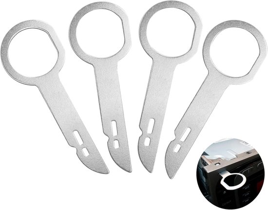 4-teiliges Autoradio-adapter-ausbauset, Universeller Ausbauschlüssel, Edelstahl, Kompatibel Mit Den Meisten Autos.
