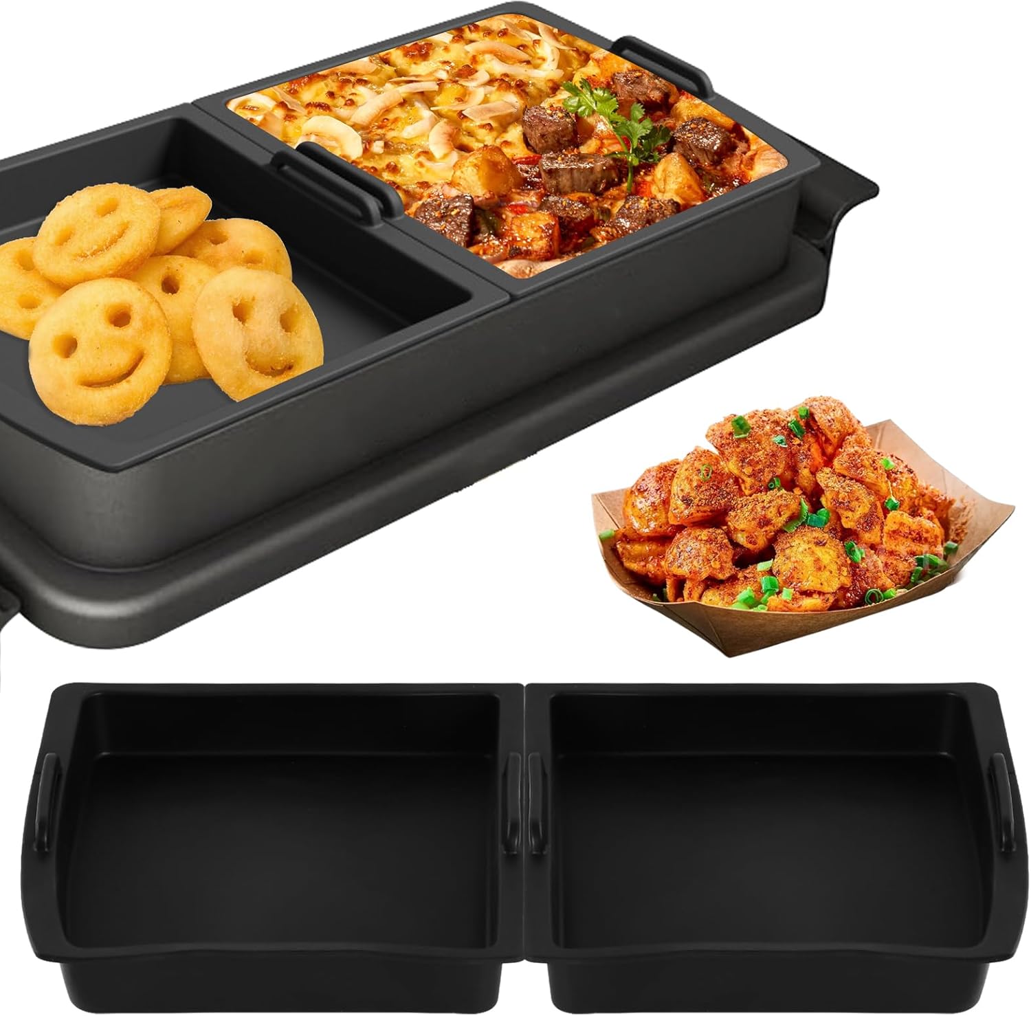 2-teiliges Silikon-backform-zubehörset Mit Trennwänden. Geeignet Für Tefal Optigrill Xl, Zum Braten, Backen Und Grillen.