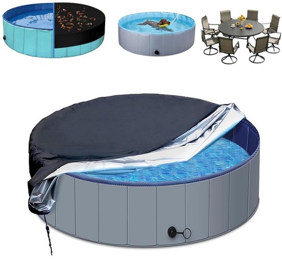 Runde Poolabdeckung – Tragbare, Strapazierfähige, Aufblasbare Poolabdeckung – Wind- Und Staubdicht Mit Kordelzug – 160 X 30 Cm