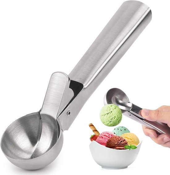 Eiskugelportionierer Aus Edelstahl – Größe S – 17,8 X 4,8 Cm – Mit Auslösemechanismus – Multifunktional – Für Frozen Yogurt, Gelato, Eisbecher Und Früchte