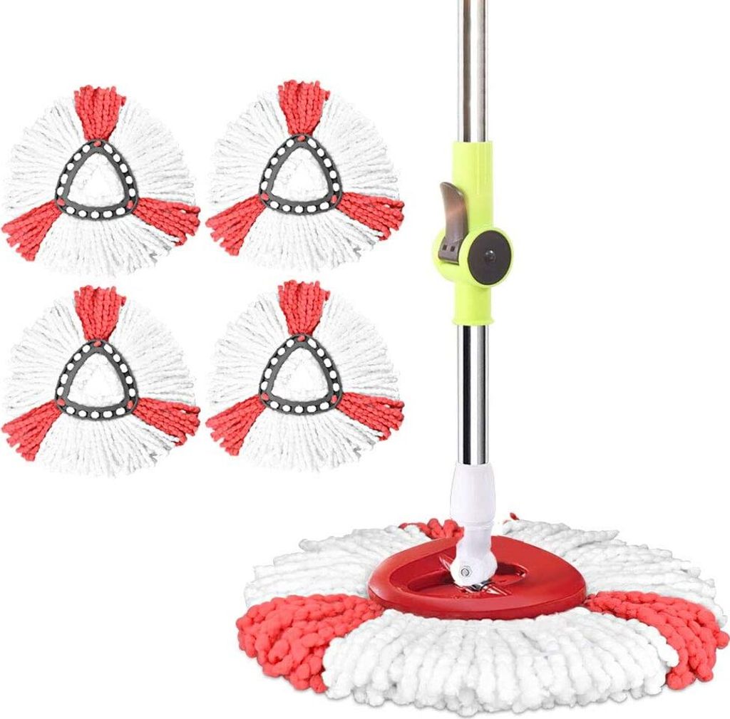 4 Ersatz-wischmoppköpfe, 2-in-1-wischmopp-ersatzkopf, Ersatzkopf Für Rotationsmopp, Mikrofaser-rotationsmopp, 360°-bodenmopp, Kompatibel Mit Vileda