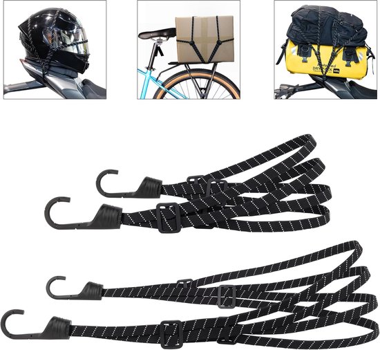 Elastisches Band Mit Haken, Geeignet Für Motorräder/fahrräder, Gepäckgurtspanner, Flachband (reflektierend, Hybridversion (60 Cm + 90 Cm)).