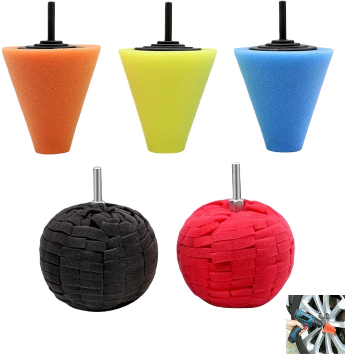 5-teiliges Set, Polierpads Für Autofelgen, Aluminium-polierset, Für Die Autopflege, Chrom, Felgen, Metall, Kunststoff, Keramik Und Glas, 12 X 8 Cm